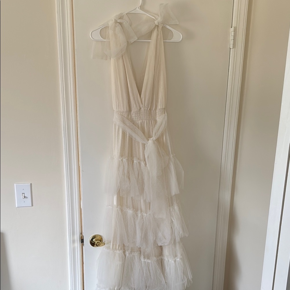 White tulle maxi dress - perfect for bridal events!